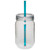 Aqua - 24 oz. Single Wall Mason Jars With screw-on lid and straw