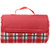 Red - Fleece Blanket w/ Grid Pattern Design & Woven Handle Roll Up