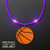 Purple LED Bead Necklace with Basketball Medallion - Domestic Imprint