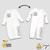 Baby Convertible PJ to Gown w/Mittens White Premium 100% Cotton- Laughing Giraffe®