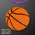 Basketball Medallions on Purple Beads Necklace (NON-Light Up)