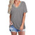 Gray - Ladies V-neck Short Sleeve T-Shirt