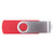 Red - iClick® Micro Silver Swivel USB Flash Drive 1GB - Overseas
