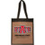 Natural Jute Brown/Black Logo - Convention Laminated Jute Tote Bag W/ Black Panels (12" x 13.75")