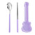 Purple - 2 Piece Silver Stainless Steel Spoon Chopsticks Set with Guitar Shape Case