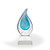 Rainey Blue Flame Art Glass Award - Clear Pyramid Base
