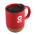 Red/Cork Brown Logo Angle View - 12 Oz. Java Ceramic Mug