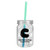 Clear/Green/Blue Logo - 24 Oz. Plastic Mason Jar w/Mood Straw (Spot Color)