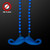 Beaded Blue Mustache Necklaces - Domestic Print