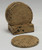 4-Pc Round Travertine-Texture Coaster Set w/Base w/Wash