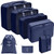 Navy Blue - 7 Set Packing Cubes Luggage Storage Organinzers