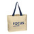 Natural/Navy Blue - Natural Cotton Canvas Tote Bag