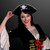Female displaying Light Up Pirate Hat LED Skull - LED Pirate Hat with Flashing Skull - BLANK