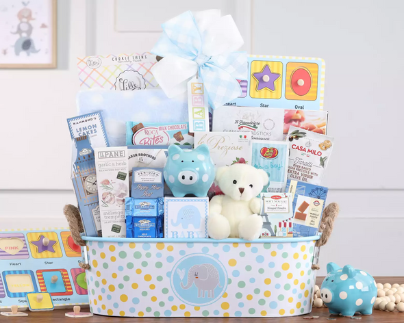 New Baby Gift Set for Newborn Boy – 2 Blue Keepsake Boxes with Baby  Clothes, Teddy Bear and Newborn Essentials - New Baby Gift Basket for  Parents