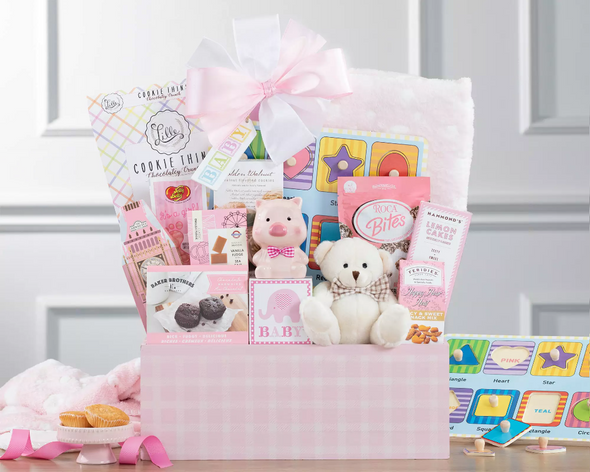 Celebrate New Life Gift Basket (Girl) | Baby Gift Baskets to the USA