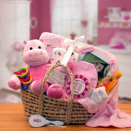 Cesta de regalo para bebé recién nacida - The Oh Baby Pink Baby Girl Wine  Country Gift Baskets