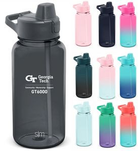 1 litre glass water bottle with straw Grow Evolve Transform Glass Water Bottle with Straw main image 1