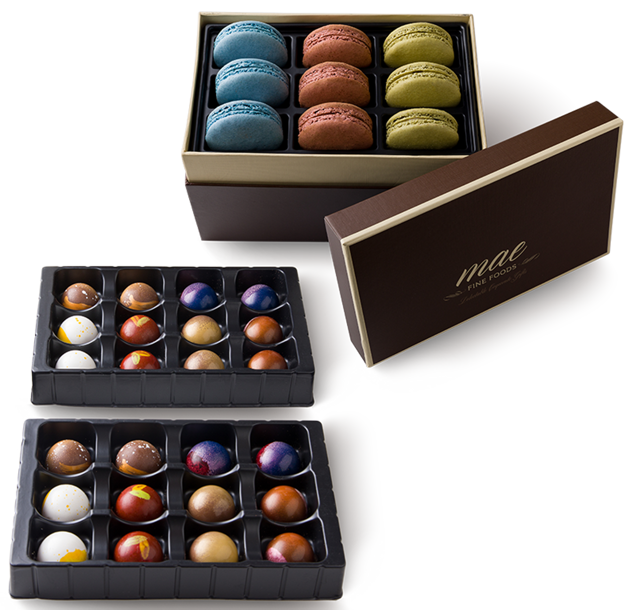 Gourmet Chocolate Bonbons and French Macarons Gift Set Large | FREE SHIPPING
