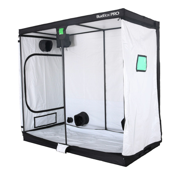 BudBox Grow Tents have been, and remain, the most trusted name in the indoor grow tent market since its inception 15 years ago! They’ve been in the industry for over 15 years for a reason! BudBox continues to manufacture and supply high quality, tried, tested & trusted grow tents to both the professional & hobbyist grower.
As concept developers, Bud Box Grow Tents has continued to upgrade, improve and re-style Bud Box Grow Tents in line with the feedback they have received from customers and in line with their philosophy to constantly strive for perfection. The Bud Box Pro Grow Tents range combines and amalgamates all the very best ideas, concepts & raw materials into one fantastic, strong, light proof growing environment.
Maintaining a proper growing environment is crucial for a successful, high-yielding grow. Indoor growing tents provide a convenient way to isolate your growing area so you can maintain proper temperature, humidity, light and odor containment while keeping out dust and insects. BudBox grow tents are the newest, highest-quality, sturdiest tents we've used- and over many years of indoor growing, we've tried them all! Featuring the first white interior we have seen, easy assembly, easy access, sturdy frames to hold lights, filters and fans, the BudBox tents are the best way to create a self-contained environment for your indoor garden and maximize yields. A gorilla could hang from these grow tents!


Pro White material offers class leading PAR results
- ALL sizes available in either Pro White or Silver
- Strong, black powder-coated frames in 16mm & 25mm tempered rolled steel
- All metal push & click corner connectors
- Quick lock, push & click pole assembly
- Oversized vents
- Green viewing window
- Inspection doors – (from XL up)
- Ground level irrigation ports – (from XL up)
- Strong door clips & branded, high quality zips
