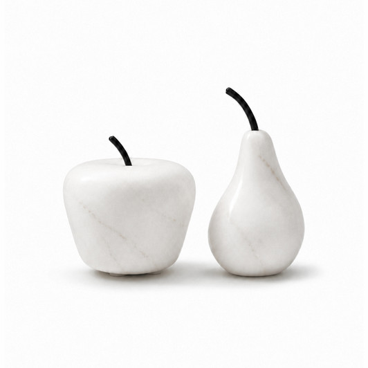 Manzana Pera White Marble Apple & Pear - Set of 2