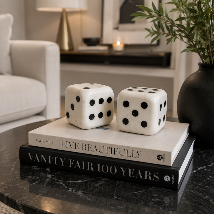 Dados Marmol Deco White Marble Dice - Set of 2