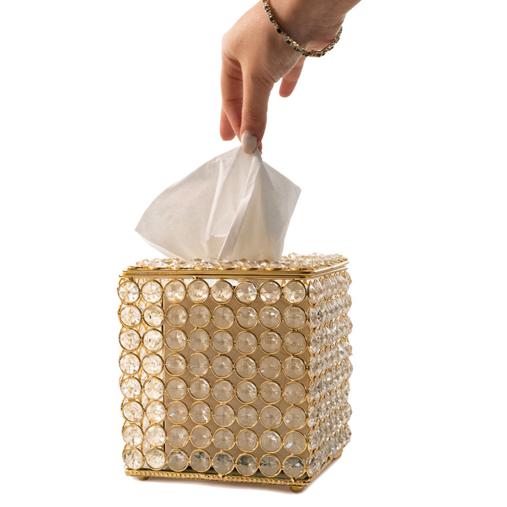 Tejido Gold Cristal Tissue Box Holder