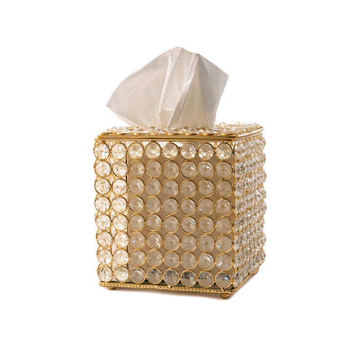 Tejido Gold Cristal Tissue Box Holder