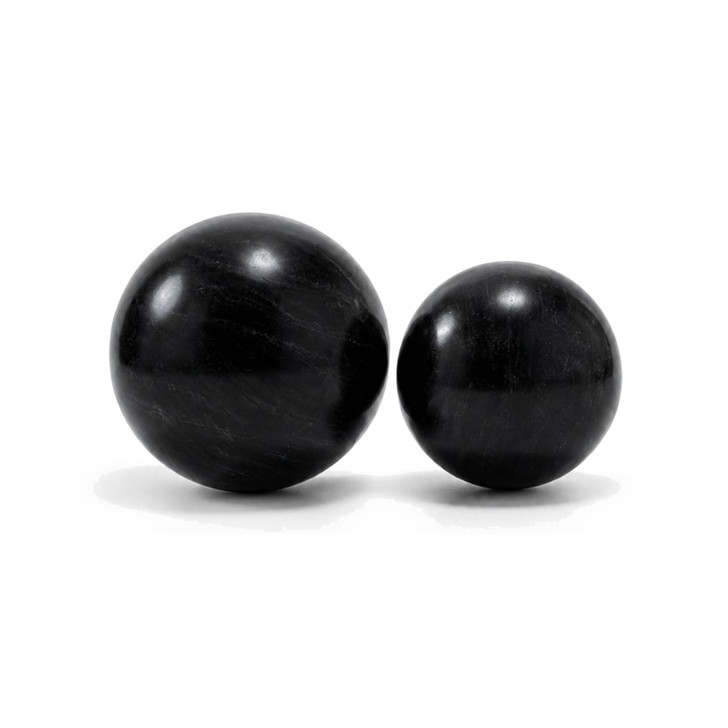 Bola Marmol 3" Black Marble Sphere - Set of 2