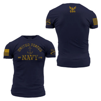 Show your support for Americas Navy with this US Navy Officially licensed tee!  This shirt is crafted with the following details: 

Made in the USA
Unisex for a classic fit
100% Combed Ring-spun Cotton
Tag-less itch free design
Machine Wash Cold
Tumble Dry Low