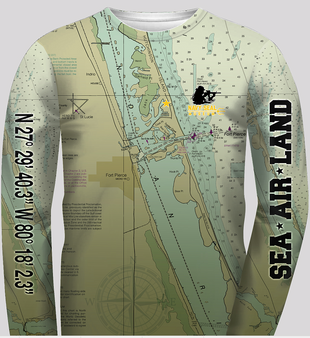 Made in the USA and constructed of 100% high performance lightweight 

moisture wicking polyester with a 50+ UPF sun protection rating.

The tight interlock weave along with the sublimation printing technique gives the

fabric a silky soft feel, and makes them extremely durable and resistant to snags.

RUNS BIG.

This chart shows the depth of all the waters near the Museum.