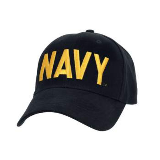 Rothco Navy Supreme Low Profile Insignia Cap Features A Comfortable Padded Sweatband With A Embroidered Navy Insignia With T-Sliding Adjustable Metal Buckle. This military hat is made from a durable 100% brushed cotton twill material and is officially licensed by the U.S. Navy.