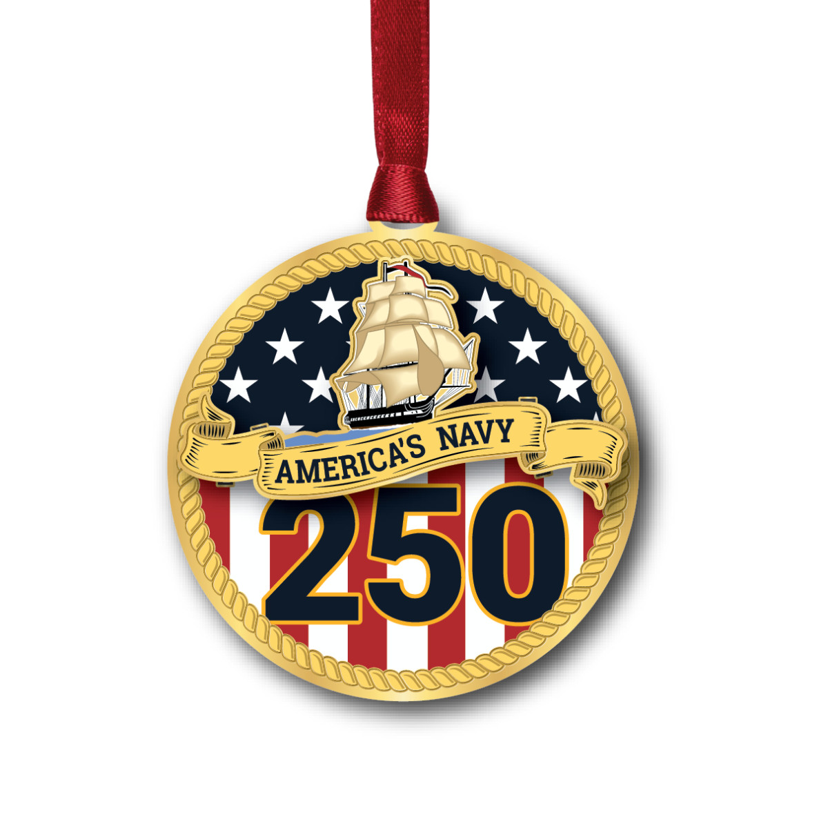 250th Navy Anniversary Ornament - Navy SEAL Museum SHIP Store