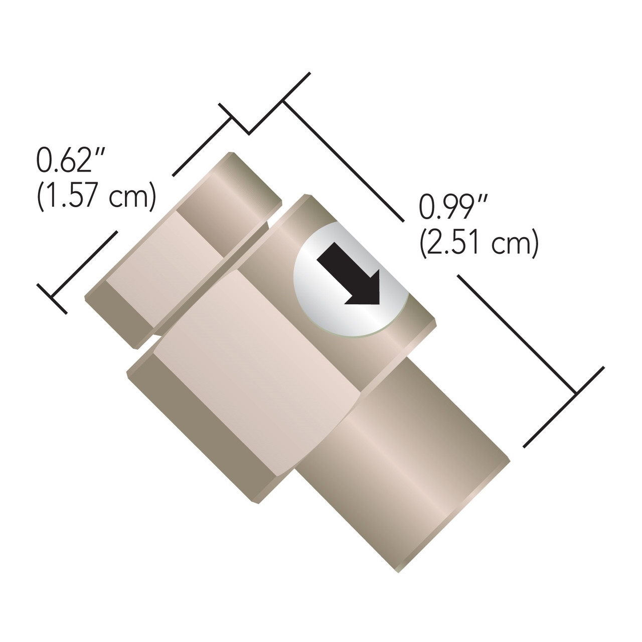 CV-3340 - Check Valve Inline 10-32I to 10-32I Biocompat - Chrom