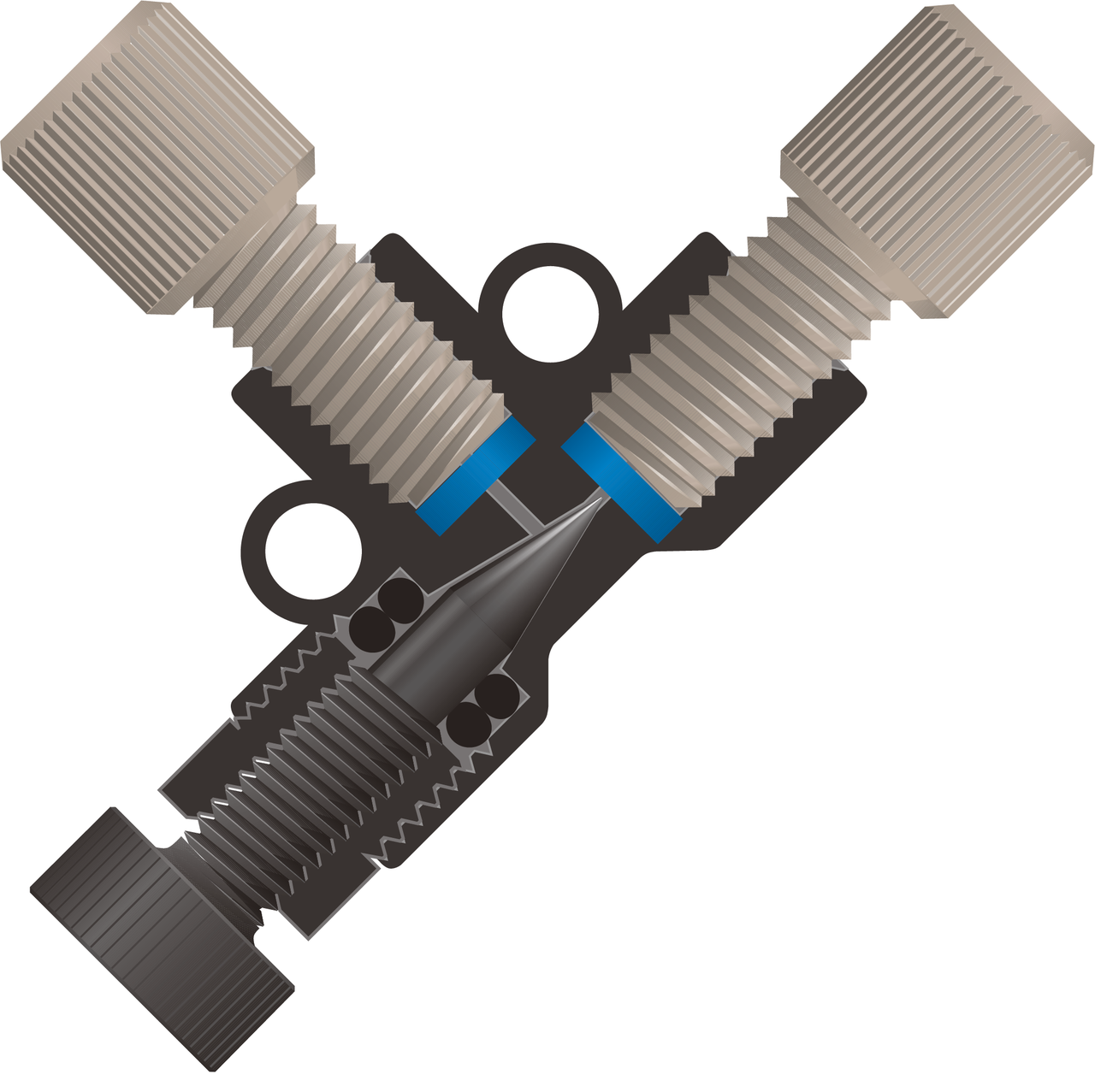 P-445 - Micro Metering Valve Assembly 1/4-28 - 1/16in - Chrom Tech