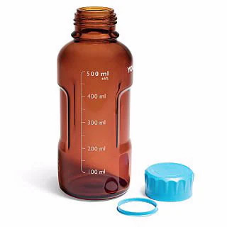 Agilent 9301-6525 InfinityLab Solvent Bottle, Amber Glass, 500 mL