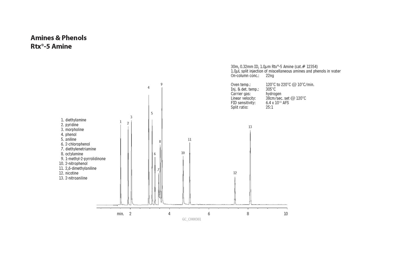 RTX-5 Amine Capillary Column (30 m, 0.32 mm ID, 1.00 µm) | Chrom Tech
