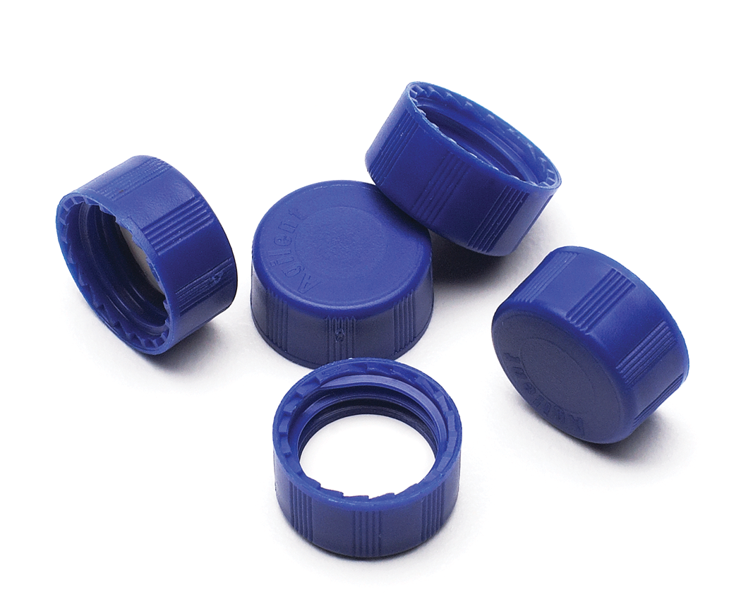 5183-2075 - Blue plypro solid scrw tp,PTFE linr100PK - Chrom Tech