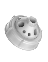 CT-63LP10L - MANIFOLD for Nalgene Lowboy 63mm threaded container, 10-Port, size L, (4) 1/4" NPT, (6) 1/4-28, PP