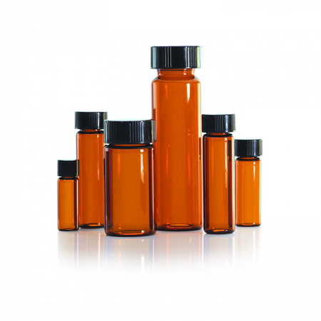 W224605 - 40mL Amber Lab File Vial, TFE Cap, 72/pk