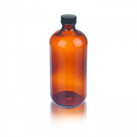 W216852 - 16 OZ BTL, BostonRound, Amber, 12/CS