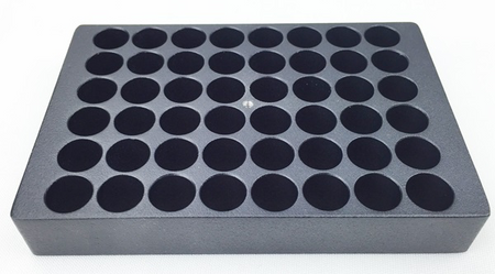 Aluminum block holder for 48 vials