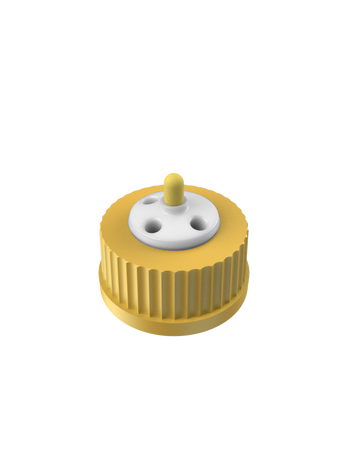 CT-45X3T-VK - SOLVENT EXTRACTION CAP for GL45 glass bottle, 3-port with FFKM valve, PTFE with PP collar
