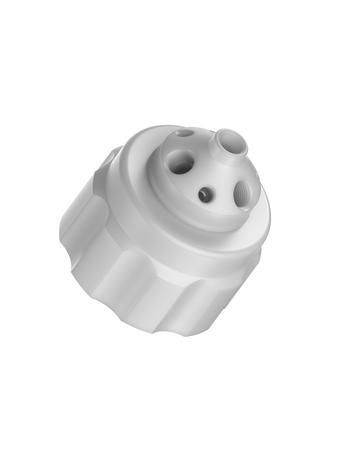 CT-53X7M - MANIFOLD for 53B threaded container, 7-Port, size M, (4) 1/8" NPT, (3) 1/4-28, PTFE
