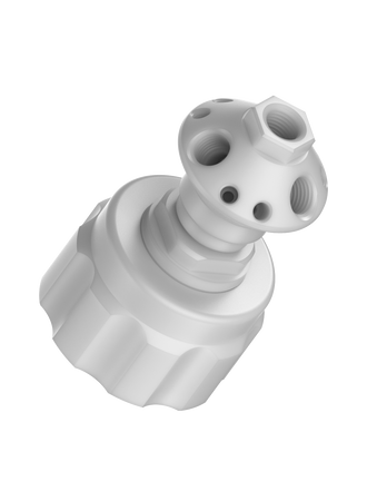 CT-53P10L - MANIFOLD for 53B threaded container, 10-Port, size L, (4) 1/4" NPT, (6) 1/4-28, PP