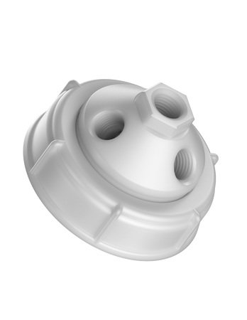 CT-63LP4L - MANIFOLD for Nalgene Lowboy 63mm threaded container, 4-Port, size L, (4) 1/4" NPT, PP