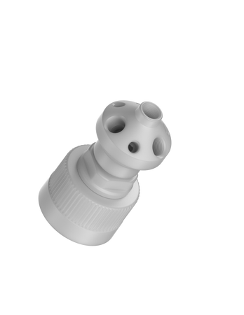 CT-38NP7M - MANIFOLD for plastic 38-430 threaded bottle, 7-Port, size M, (4) 1/8" NPT, (3) 1/4-28, PP