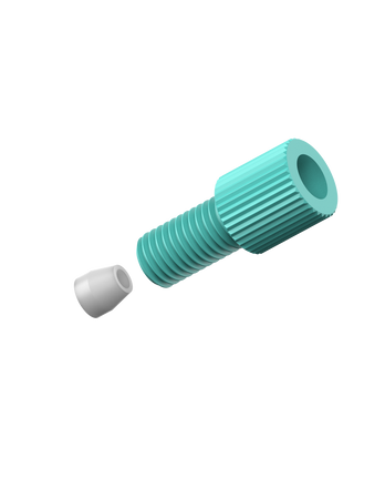 CT-CPA25X - COMPRESSION FITTING for 2.5mm OD tubing, type A 1/4-28, aqua PP, 10PK