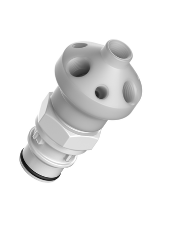 CT-JPP7M - MANIFOLD for Justrite plastic quick disconnect, 7-Port, size M, (4) 1/8" NPT, (3) 1/4-28, PP