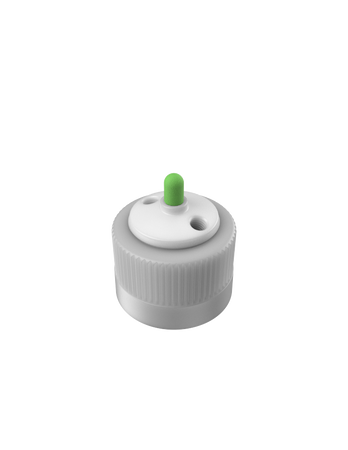 CT-38NX2T-VV - SOLVENT EXTRACTION CAP for 38-430 plastic bottle, 2-port with Viton valve, PTFE with PP collar