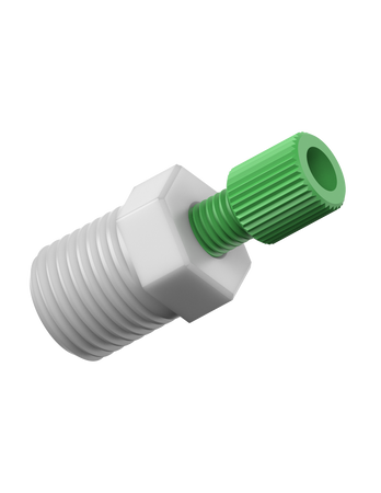 CT-CPD16 - COMPRESSION FITTING for 1/16" OD tubing, type D 1/4" NPT, green PP